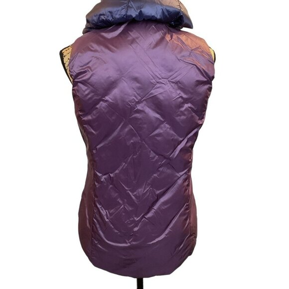 Womens Down Quilted Puffer Vest With Removable Hood Reversible Lightweight Small - Picture 10 of 16